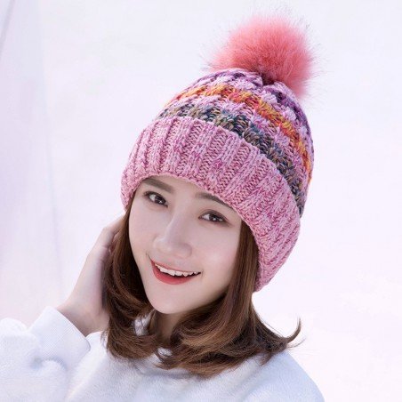 Wool ball warm knitted hat